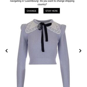 Self-Portrait Lavender Sweater with Lace Collar